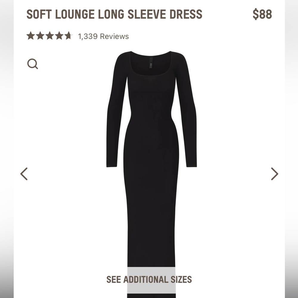 SKIMS Soft Lounge Long Sleeve Dress - Onyx